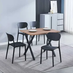 Conjunto de comedor Videl 1 mesa + 5 sillas roble/negro