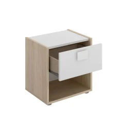 Conjunto de dormitorio Dina Pack 3 cama + cómoda + mesita blanco/natural