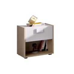 Conjunto de dormitorio Dina Pack 3 cama + cómoda + mesita blanco/natural
