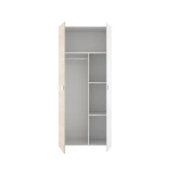 Conjunto de dormitorio Dina Pack 4 armario + cómoda + mesita + cama blanco/natural