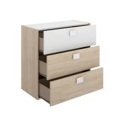 Conjunto de dormitorio Dina Pack 4 armario + cómoda + mesita + cama blanco/natural