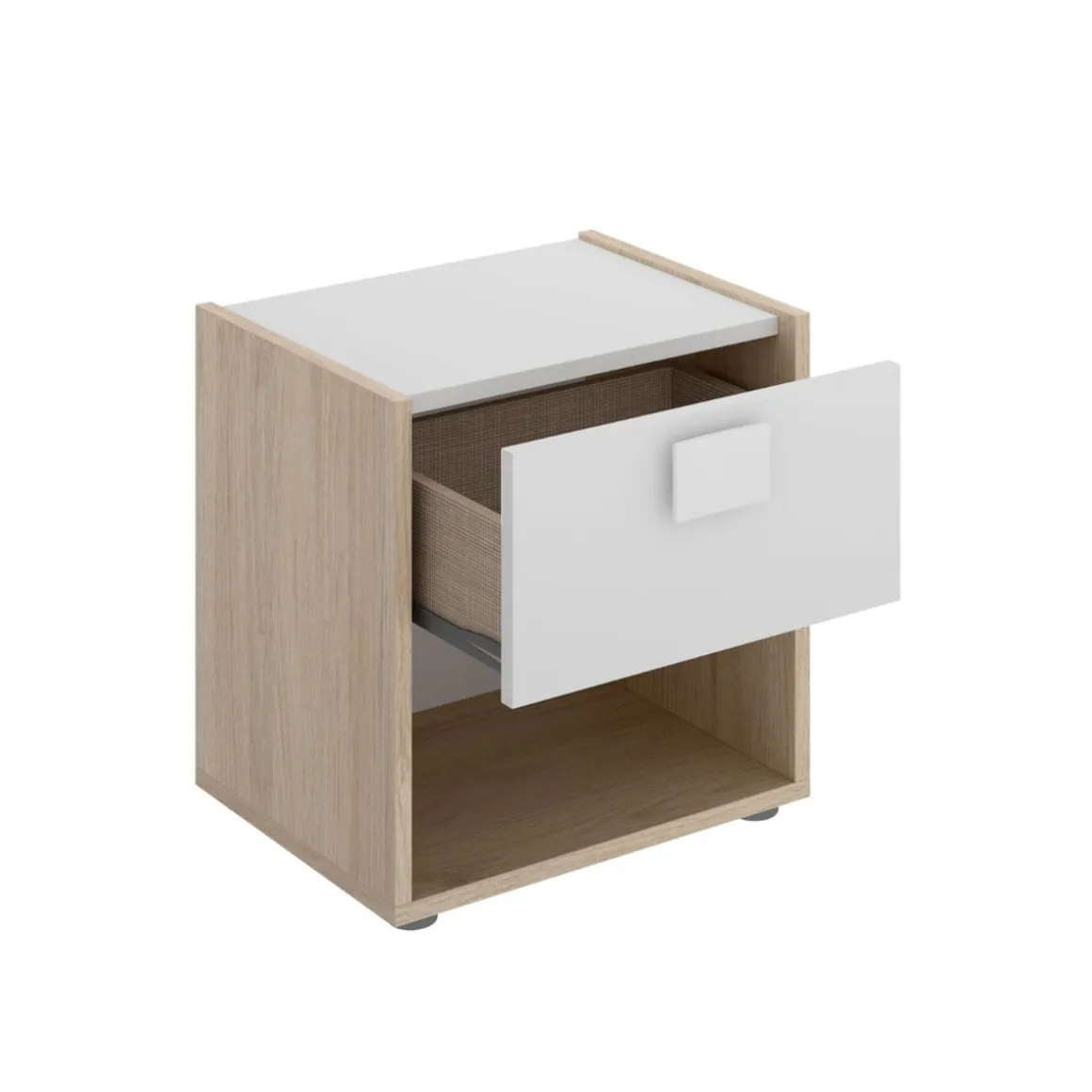 Conjunto de dormitorio Dina Pack 4 armario + cómoda + mesita + cama blanco/natural