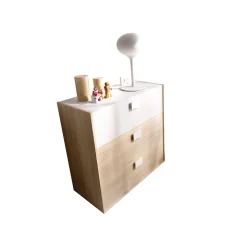Conjunto de dormitorio Dina Pack 4 armario + cómoda + mesita + cama blanco/natural
