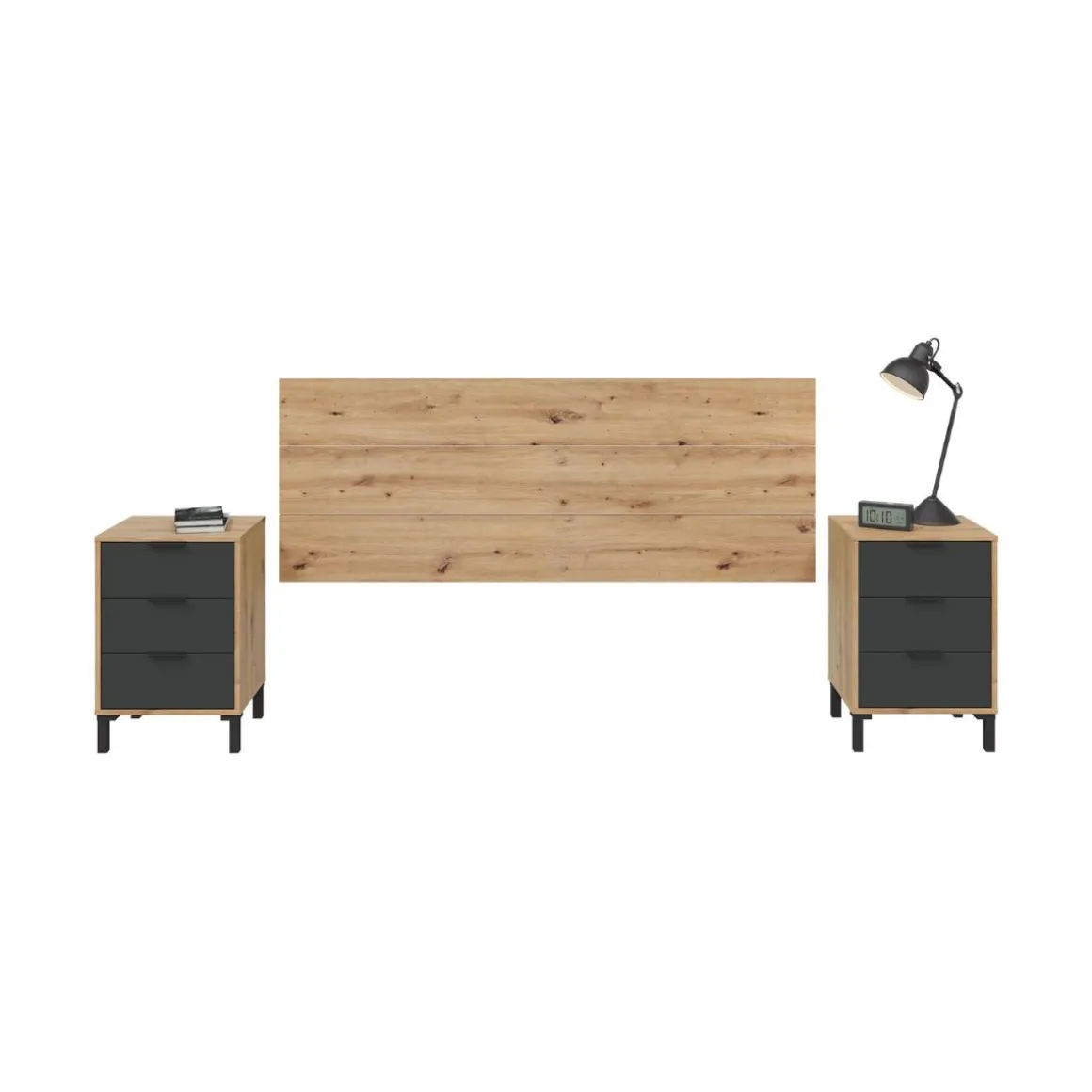 Conjunto de dormitorio Enzo cabecero + 2 mesitas