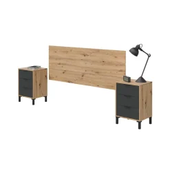 Conjunto de dormitorio Enzo cabecero + 2 mesitas