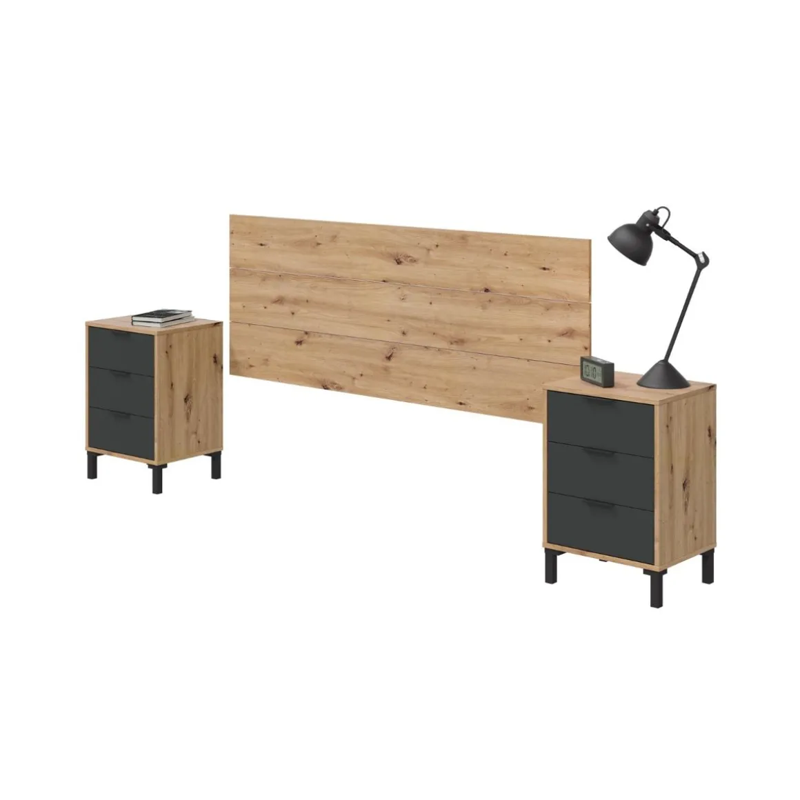 Conjunto de dormitorio Enzo cabecero + 2 mesitas