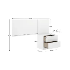 Conjunto de dormitorio Flow cabecero con mesita de noche blanco 96x141 cm