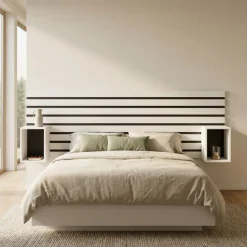 Conjunto de dormitorio Kroma cabecero con 2 mesitas de noche flotante 70x214x3 cm