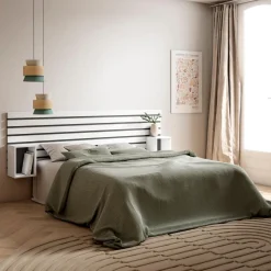 Conjunto de dormitorio Kroma cabecero con 2 mesitas de noche flotante 70x214x3 cm