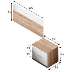 Conjunto de dormitorio Luca cabezal + 1 mesita de noche natural/blanco artik