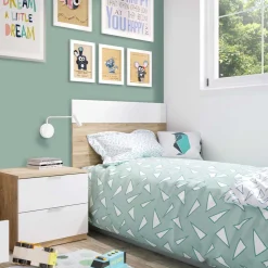 Conjunto de dormitorio Luca cabezal + 1 mesita de noche natural/blanco artik