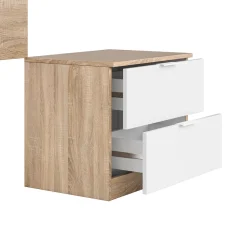 Conjunto de dormitorio Luca cabezal + 1 mesita de noche natural/blanco artik