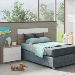 Conjunto de dormitorio Luca cabezal + 1 mesita de noche natural/blanco artik