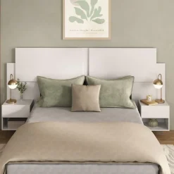 Conjunto de dormitorio Mónica cabecero + 2 mesitas de noche blanco