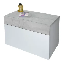 Conjunto de dormitorio Tekkan cabezal + 2 mesitas blanco Artik/cemento
