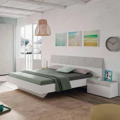 Conjunto de dormitorio Tekkan cabezal + 2 mesitas blanco Artik/cemento