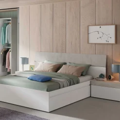 Conjunto de dormitorio Tekkan cabezal + 2 mesitas blanco Artik/cemento