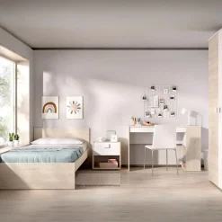 Conjunto de dormitorio Top Pack 2 cama + mesita + escritorio + armario