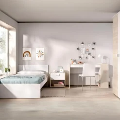 Conjunto de dormitorio Top Pack 2 cama + mesita + escritorio + armario