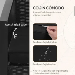 Conjunto de exterior Mar Outsunny mesa + 2 sillones negro