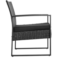Conjunto de exterior Mar Outsunny mesa + 2 sillones negro