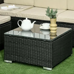 Conjunto de jardin Outsunny 3 piezas ratán negro