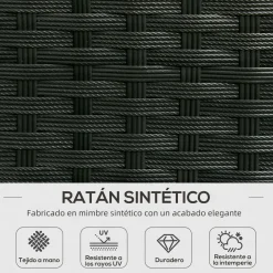 Conjunto de jardin Outsunny 3 piezas ratán negro
