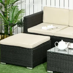 Conjunto de jardin Outsunny 3 piezas ratán negro
