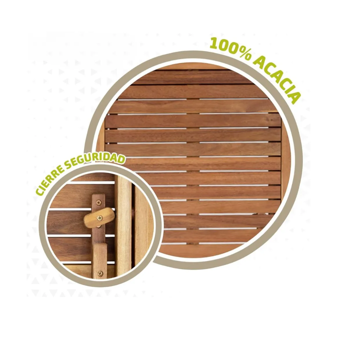 Conjunto de jardín 1 mesa + 2 sillas madera acacia