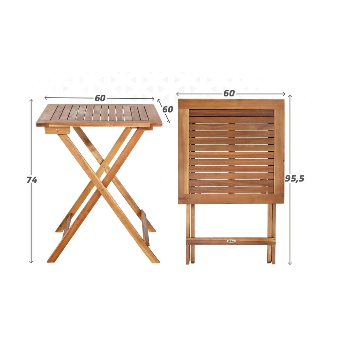 Conjunto de jardín 1 mesa + 2 sillas madera acacia