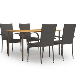 Conjunto de jardín 1 mesa + 4 sillas de ratán
