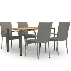 Conjunto de jardín 1 mesa + 4 sillas de ratán