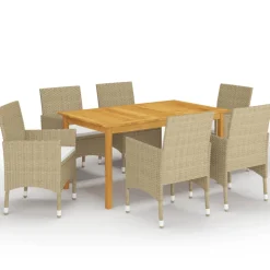 Conjunto de jardín 1 mesa+6 sillones con cojines