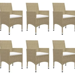 Conjunto de jardín 1 mesa+6 sillones con cojines