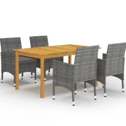 Conjunto de jardín 1 mesa+4 sillones con cojines