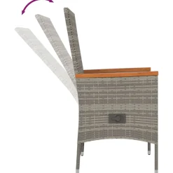 Conjunto de jardín 4 sillas + mesa con cojines gris