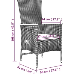 Conjunto de jardín 4 sillas + mesa con cojines gris