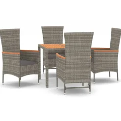 Conjunto de jardín 4 sillas + mesa con cojines gris