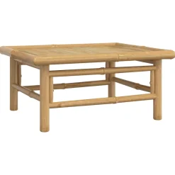 Conjunto de jardín 2 sofás + 1 mesa + 1 reposapiés bambú