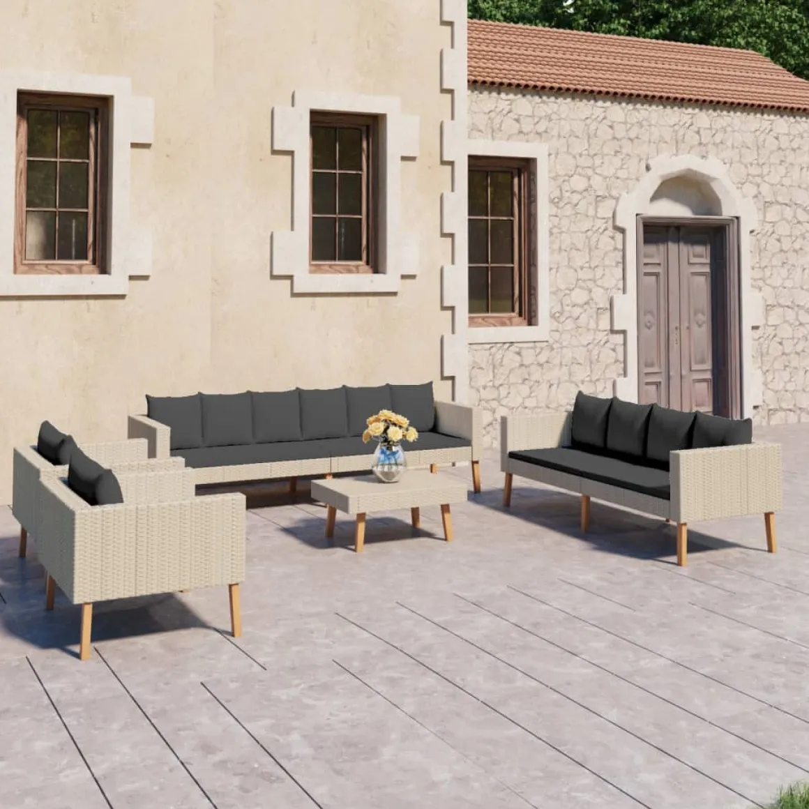 Conjunto de jardín 2 sofás+2 sillones+1 mesa
