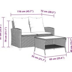 Conjunto de jardín Abril sofá doble + mesa