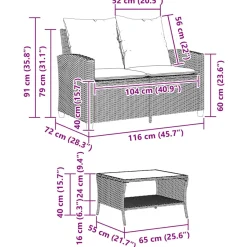 Conjunto de jardín Abril sofá doble + mesa