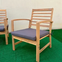 Conjunto de jardín Acacia sofá + 2 sillas + mesa natural/gris