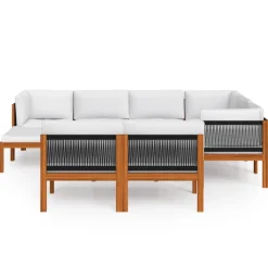 Conjunto de jardín Adhia 10 piezas + cojines crema
