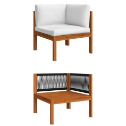 Conjunto de jardín Adhia 10 piezas + cojines crema