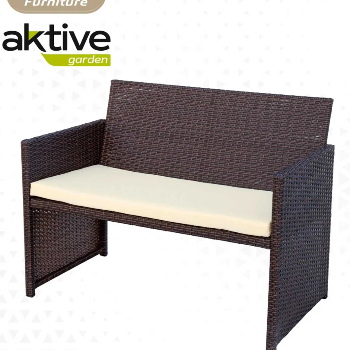 Conjunto de jardín Aktive Garden 2 sillones+1 sofá+ 1 mesa negro/crema
