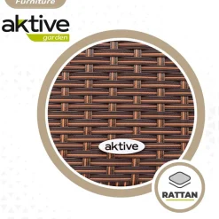 Conjunto de jardín Aktive Garden 2 sillones+1 sofá+ 1 mesa negro/crema