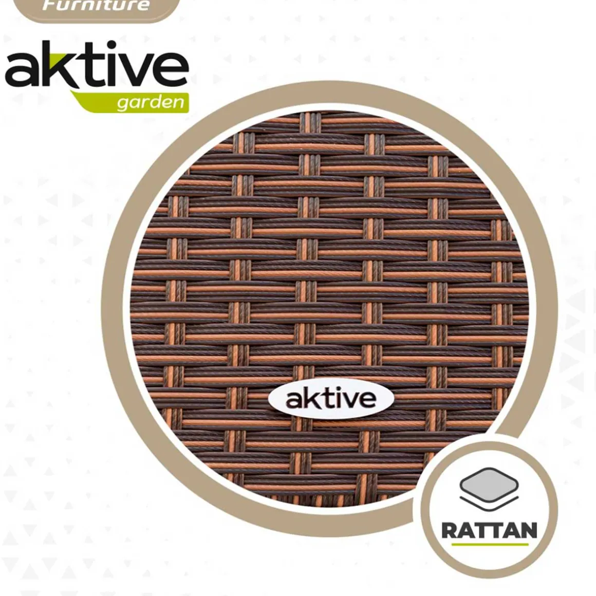 Conjunto de jardín Aktive Garden 2 sillones+1 sofá+ 1 mesa negro/crema