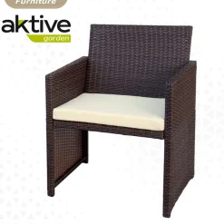 Conjunto de jardín Aktive Garden 2 sillones+1 sofá+ 1 mesa negro/crema