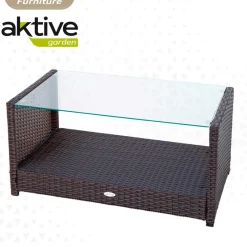 Conjunto de jardín Aktive Garden 2 sillones+1 sofá+ 1 mesa negro/crema